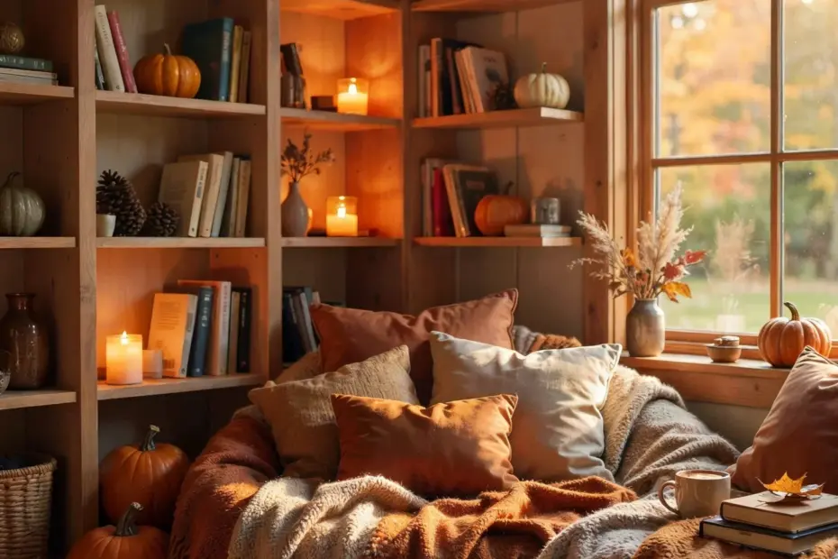 Fall Reading Nook Ideas | Cozy Literary Escape with Candles | Autumn Book Lover Decor