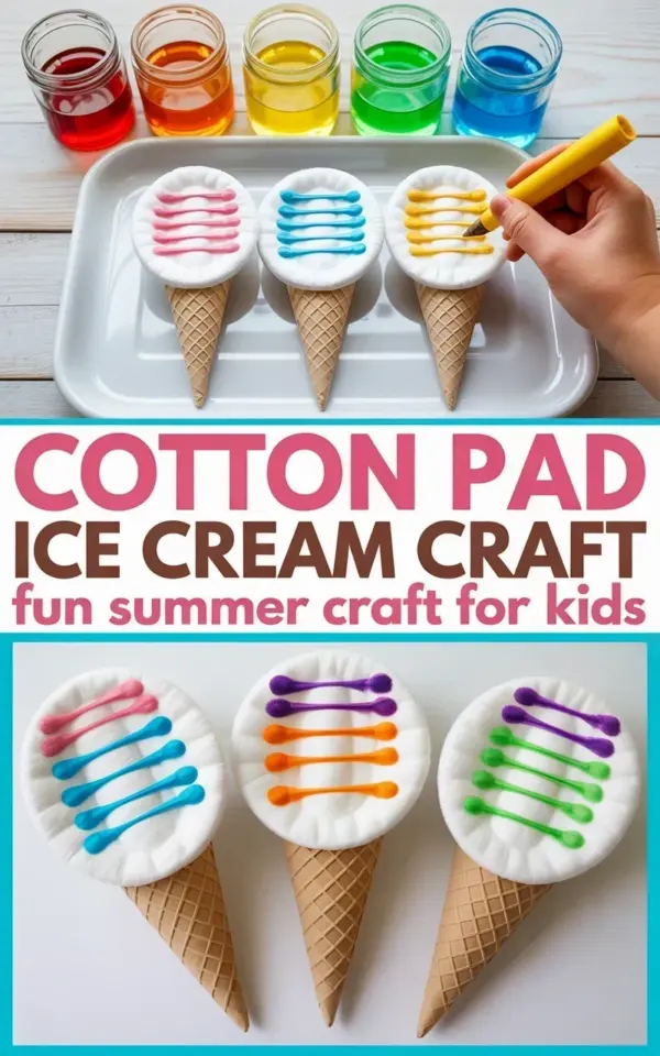 Cotton Pad Ice Cream Craft | Easy Summer Activity for Kids