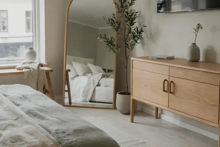 Neutral home decor with a body mirror — my cozy spring bedroom refresh