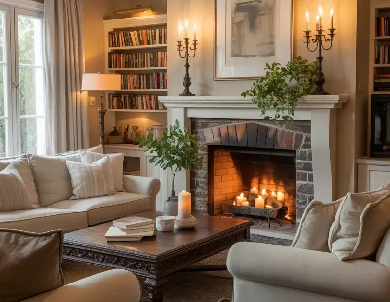 How to Get a Cozy Living Room with Stone Fireplace: Quick Styling Tips for Mantel + Furniture