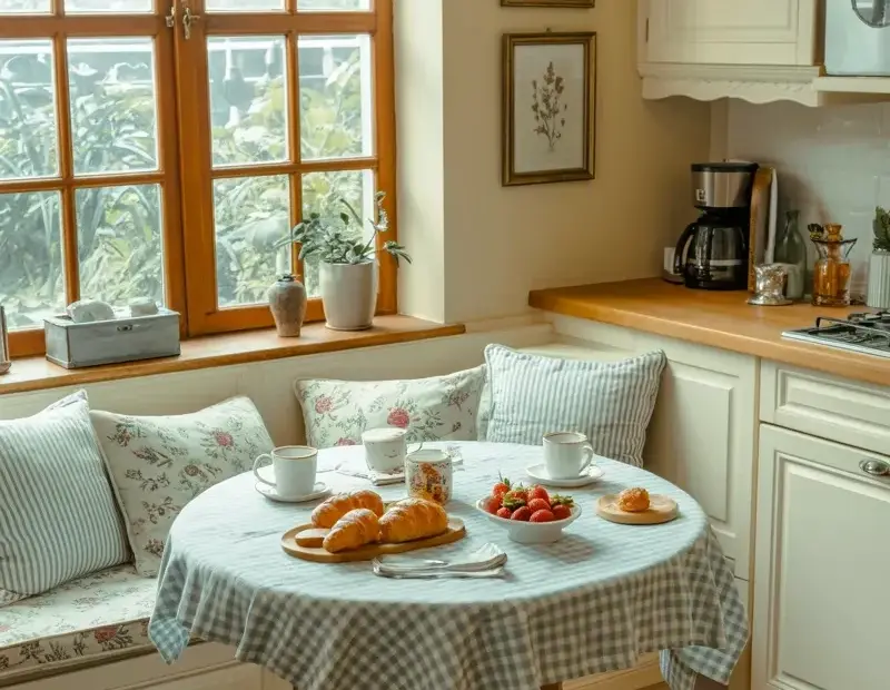 Cozy Breakfast Nook Ideas | Built-In Banquette & Round Table