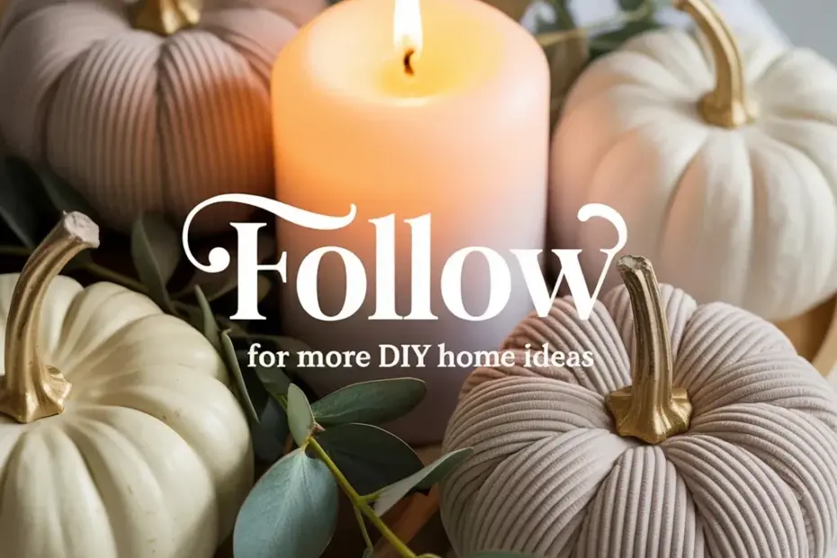 Cozy Fall Table Decor Idea: White Pumpkins, Corduroy Pumpkin & Candle Glow